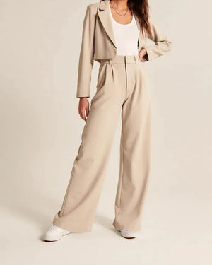 High Waist Straight Trousers With Pockets Wide Leg Casual Pants For Women — 4